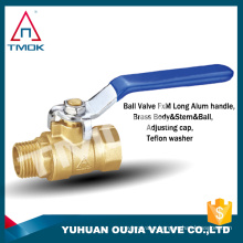 Brass color blue handle ball valve with rotate 90 degrees on YU HUAN OUJIA